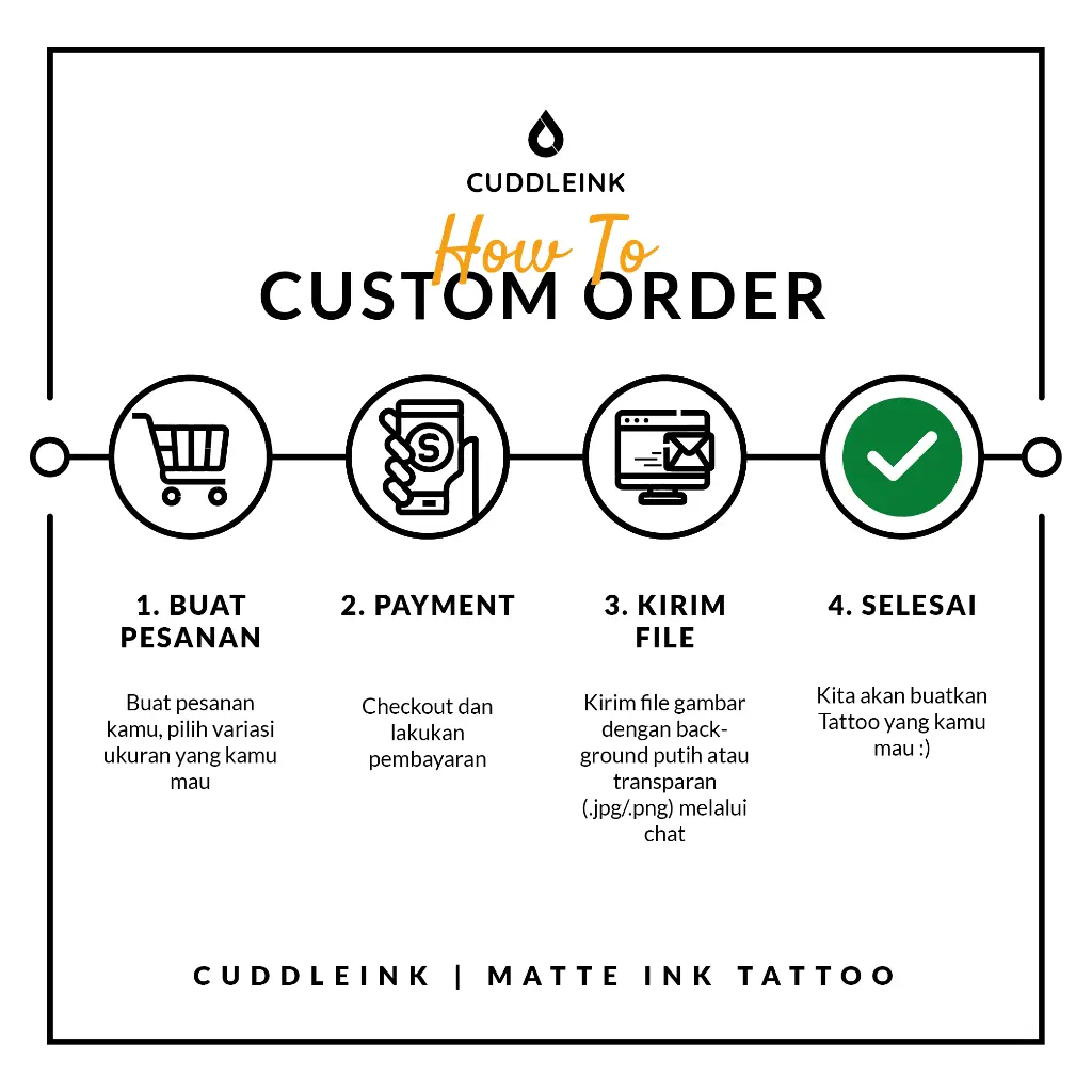 “Custom Tato GAMBAR / LOGO Temporary Tattoos” CUDDLEINK - Matte Ink Tattoo