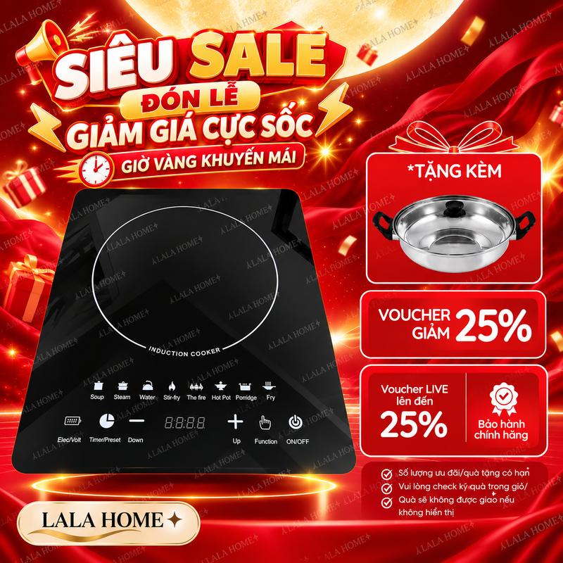 BẾP TỪ SUNHOUSSEE Cảm Ứng Kèm Nồi Lấu Size 30, Công Suất 2200W, Làm Nóng Nhanh, Nấu Ăn Tiêm Lợi Phù Hớp Mọi Gia Đình, Bảo Hành 1