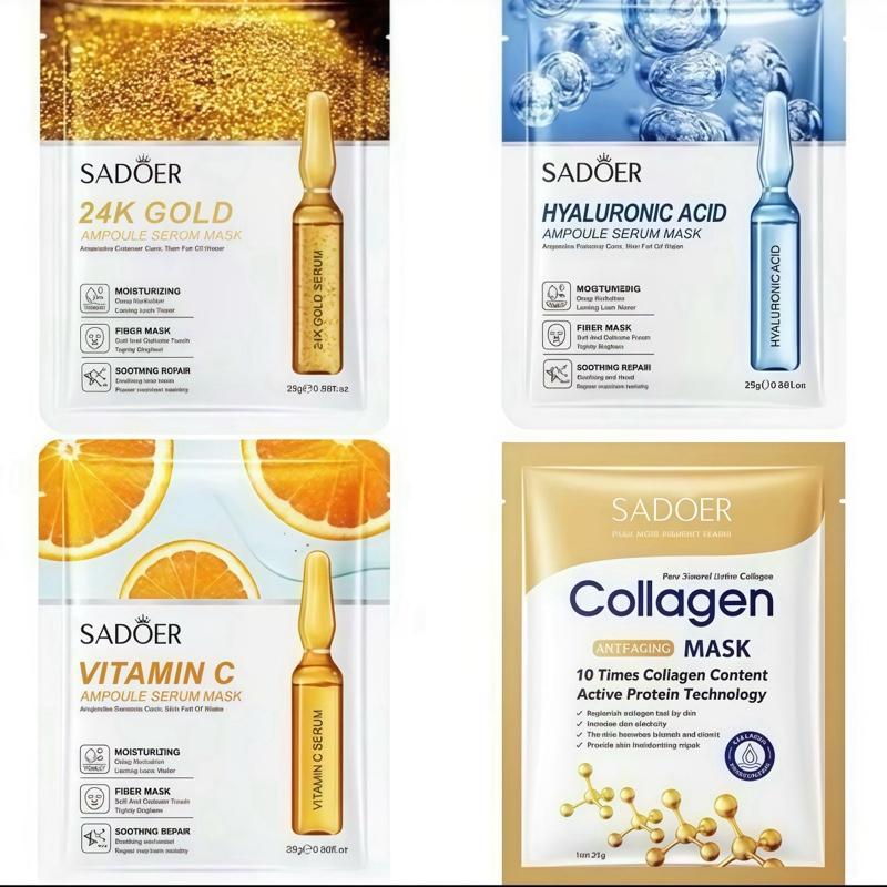  Combo 40 miếng mặt nạ mix 4 vị tinh chất SADOER gồm Colagen  HA vitaminC nạ 24K cấp ẩm trắng sáng phục hồi mềm mịn hỗ trợ giảm tàn nhang thu nhỏ lỗ chân lông Cosmetics Skincare Mặt nạ giâý 