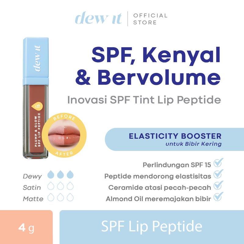 Dew It - Plump & Glow SPF Lip Peptide Dewy Nude | Perlindungan Bibir dari matahari | Sunscreen Lip peptide  Almond 1