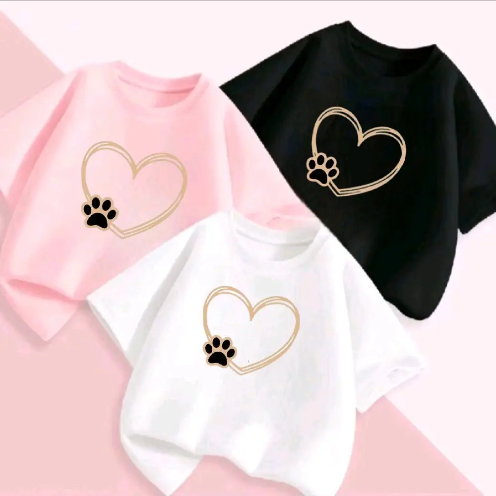 kaos anak anak perempuan usia 2-15 tahun motif kaki love katun
