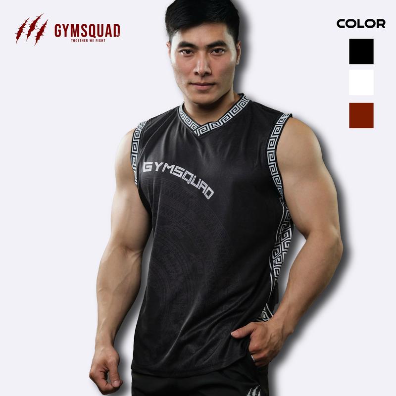 Áo Ba Lỗ Họa tiết trống đồng Phong Cách Bóng Rổ GYMSQUAD (lộn trái khi giặt) Chất Mè Thoáng Khí Co giãn Mensport jersey