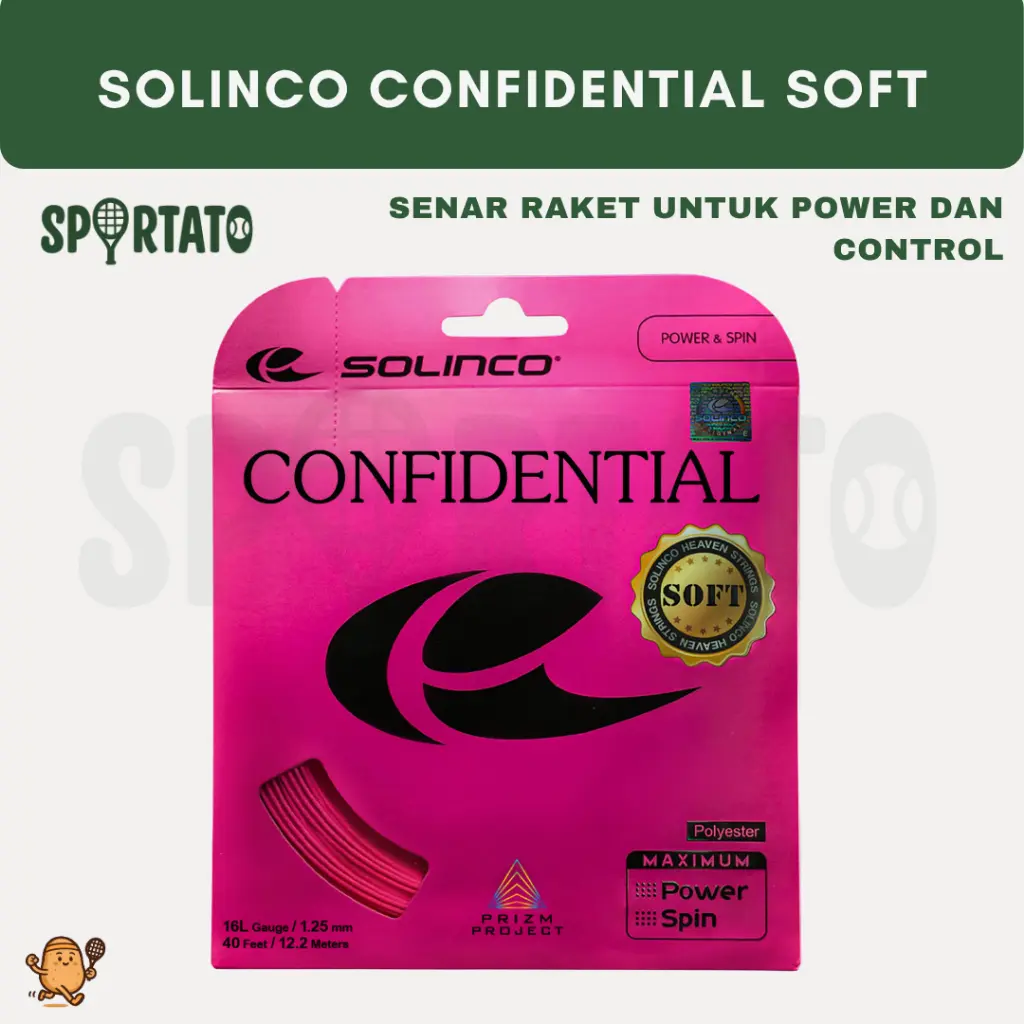 SOLINCO Confidential Soft String for Power | Senar Raket Tenis Polyester | Power | Spin | Control