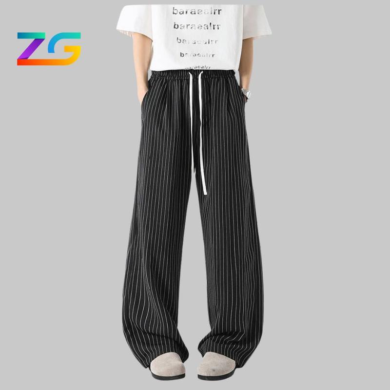 Quần ống rộng kẻ sọc ZGO unisex lưng chun vải kate thoáng mát không nhăn form quần suông QZGO20 quan Nữ Ong Women Pants quần tây quần  kẻ quần  tây quần  kẻ quần  kẻ quần  kẻ quần  kate
