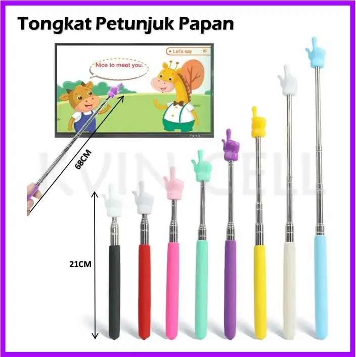 Tongkat penunjuk whiteboard untuk guru mengajar 68cm Tongkat penunjuk papan tulis praktis 55cm ATK Extendable pointer teleskopik untuk mengajar kantor sekolah pelajar anak Telescopik finger reading stick