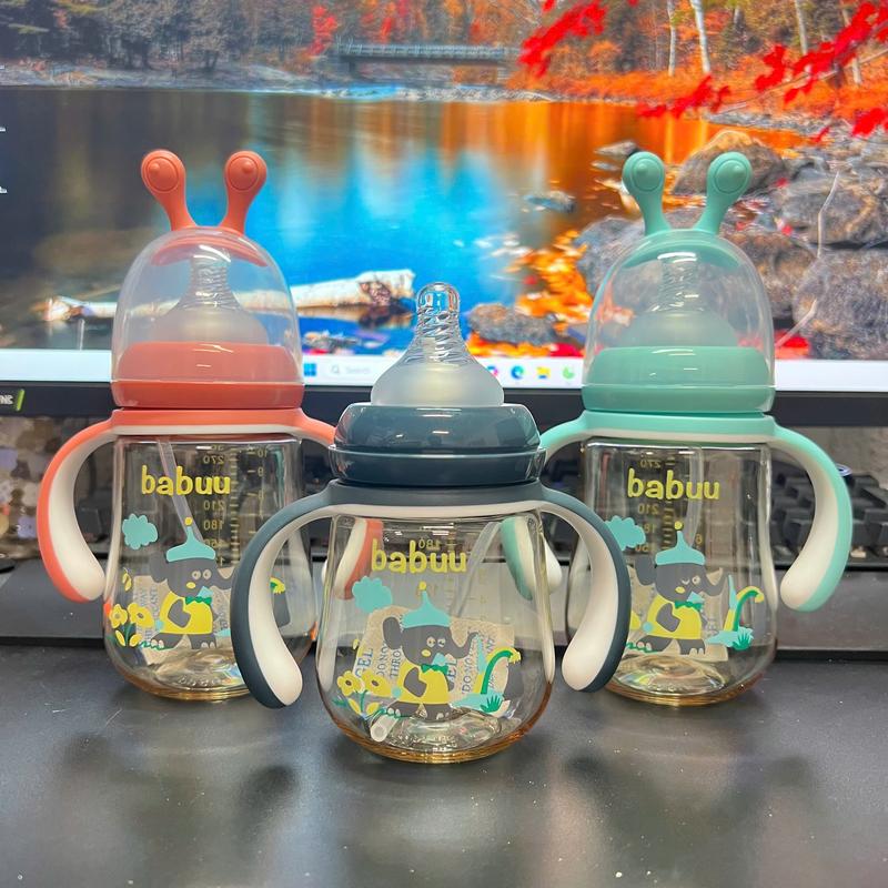  Babuu Baby Bình sữa cho bé cổ rộng tiêu chuẩn nắp sên chất liệu nhựa dung tích 210ml 300ml cổ rộng tiêu chuẩn dễ dàng pha sữa vệ sinh bình 
