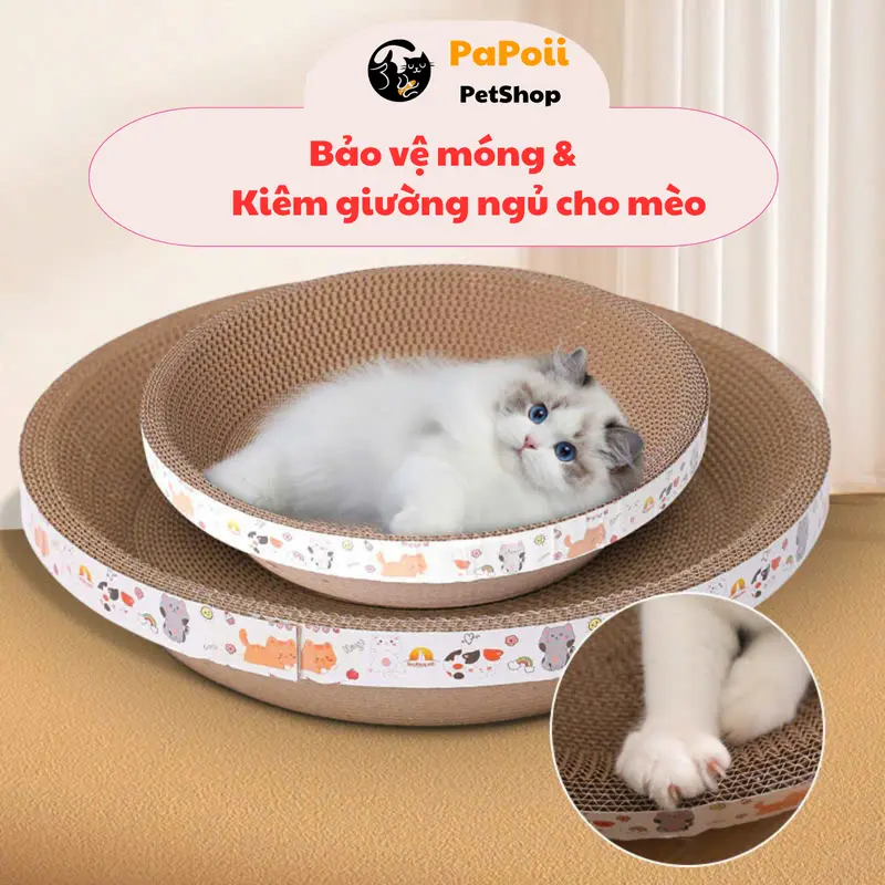 Bàn Cào Móng Cho Mèo Hình Tròn, Ổ Cào Móng Cho Mèo Đường Kính 30cm/40cm 3
