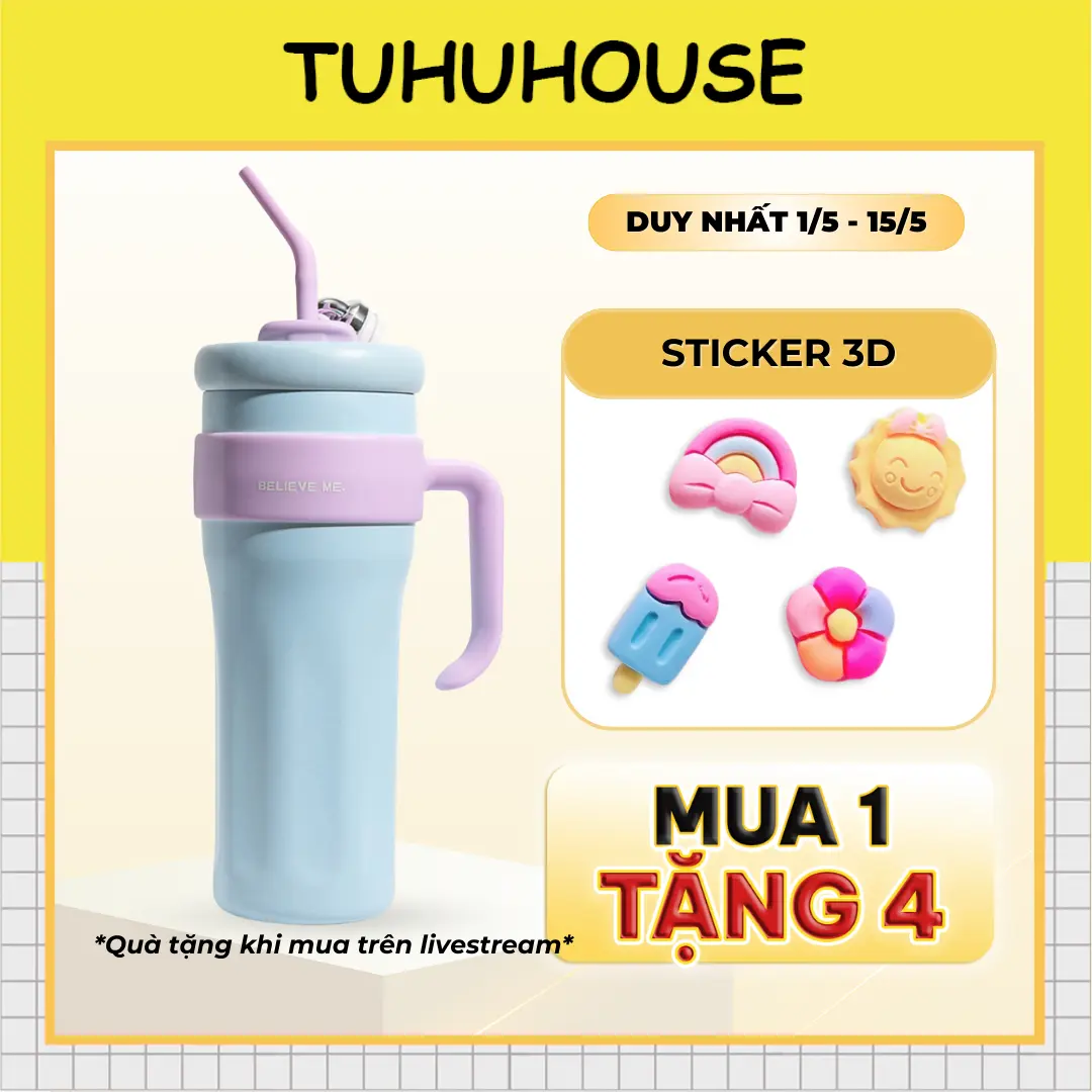 Ly giữ nhiệt khắc tên Believe Me 1250ml, cốc nước giữ nóng lạnh inox 316 có tay cầm – TUHUHOUSE