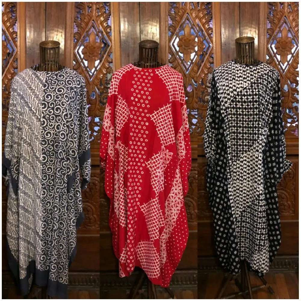 Triana kaftan rayon batik cap dian pelangi official Pekalongan lengan panjang all size Gamis Dress Wanita Cantik