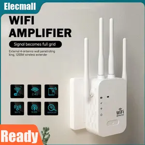 300Mbps WiFi Repeater with 4 Antennas Wireless Signal Booster, Range Extender, Router/AP Mode, WPS Setup, Wall Penetration, for Home Office Large Coverage