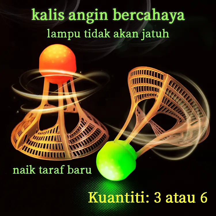 แบดมินตัน / เรืองแสงได้นาน 48 ชม / กันลม / 6 ชิ้น / เขียว / แดง / ทนทาน / ลูกพลาสติกไนลอน / แบด / เครื่องออกกําลังกาย / ลูกแบดเด้งกลับได้/ลูกแบดมินตัน