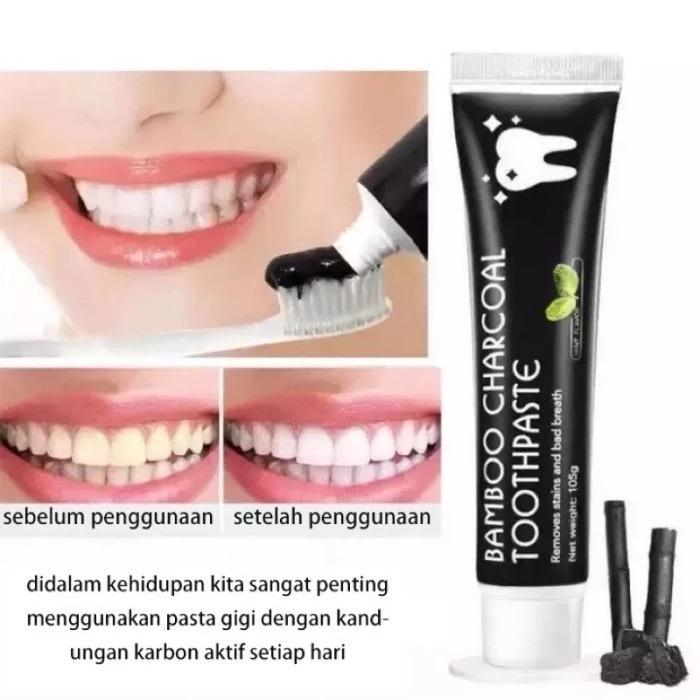 Pasta Gigi Pemutih Charcoal Memutihkan Kuning Gigi Dan Membersihkan Karang Gigi Paling Ampuh Odol Pemutih Mulut - Bamboo Charcoal Toothpaste Penyegar 5