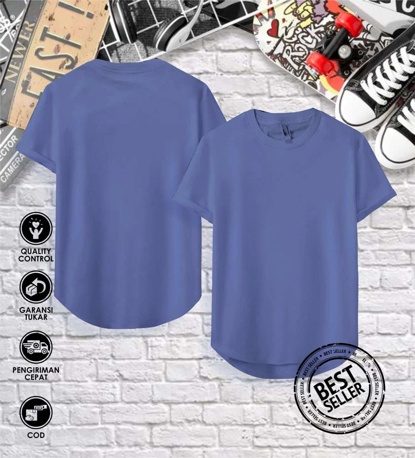 Kaos Polos Pria & Wanita Semi Oval Cotton Combad 24s / Atasan Kaos Polos Premium Semi Oval Murah Kekinian
