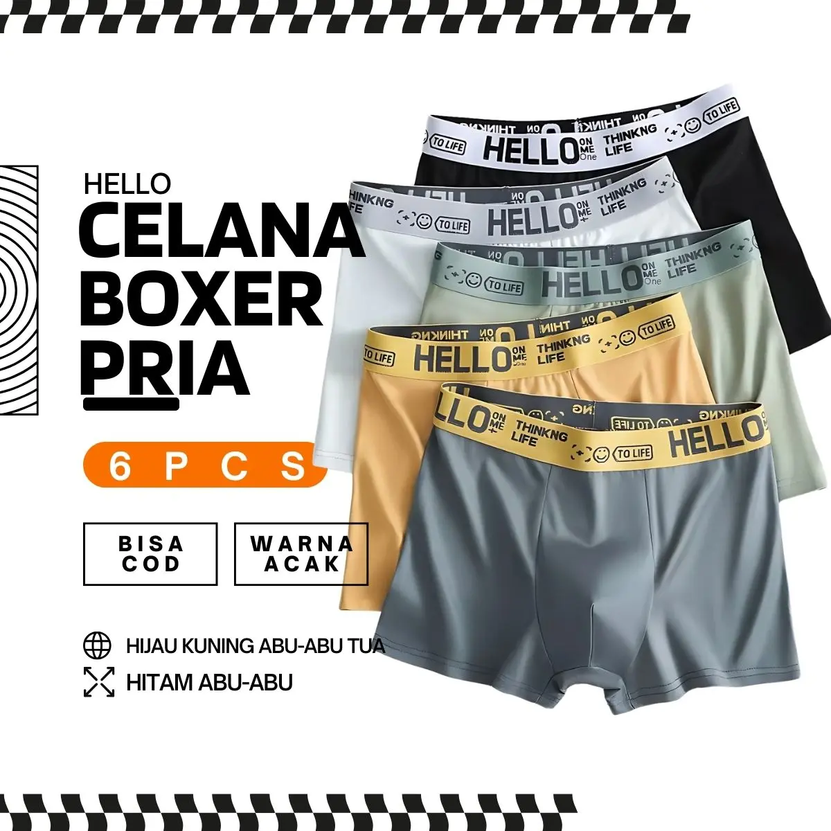 MH-6pcs-3pcs Pakaian Dalam Pria Celana Dalam Pria Celana Boxer Pria briefs   Keren Katun Nyaman Basic celana pendek laki laki