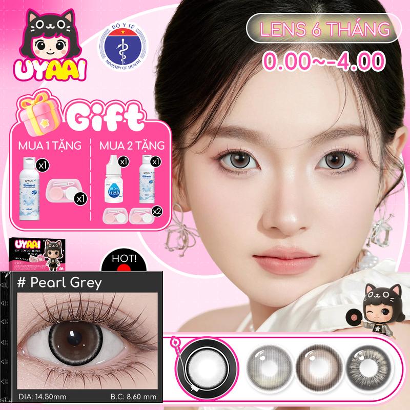【Số đo 0-4 | COD | MUA 1 TẶNG Gifts Kính áp tròng UYAAI 14,5mm 6 tháng mềm mại Pearl Grey K4 Grey,Brown Thai Tea Grey dễ đeo cho đôi mắt thoải mái hơn Lens for girls