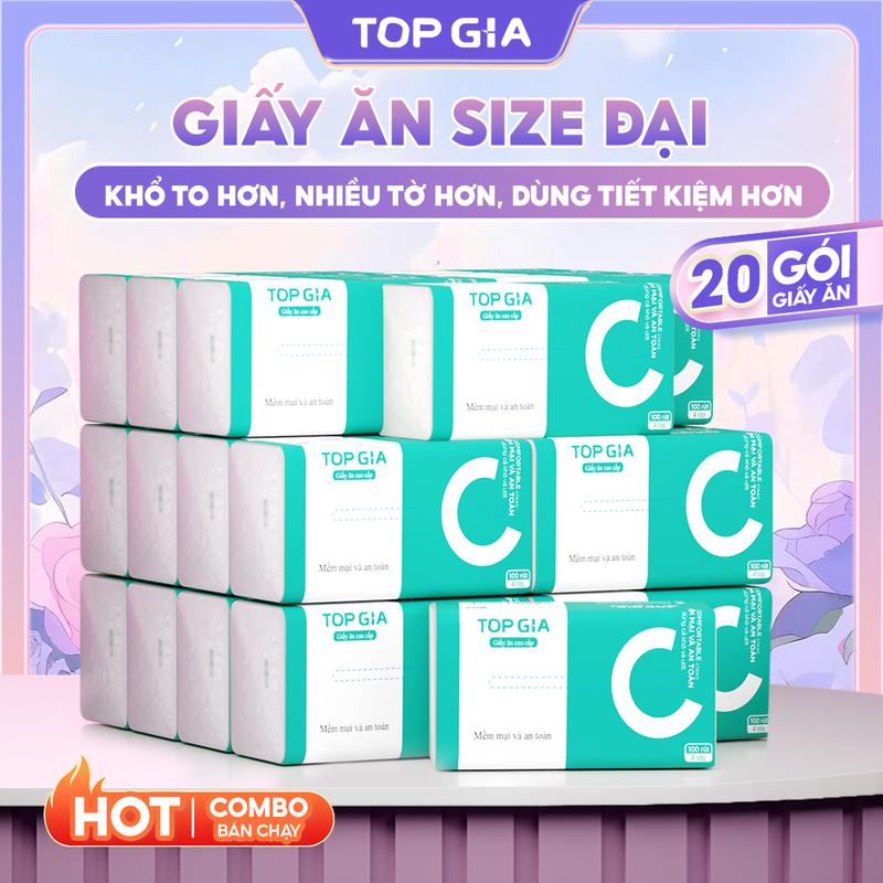   GIẤY LỤA GÓI BỰ  COMBO 20 gói giấy chữ C TOPGIA chính hãng - Khăn giấy tiện lợi 4 lớp mềm mịn - giấy rút cao cấp  Đạt Chuẩn Bộ Công Thương Top Gia HCM F0100 