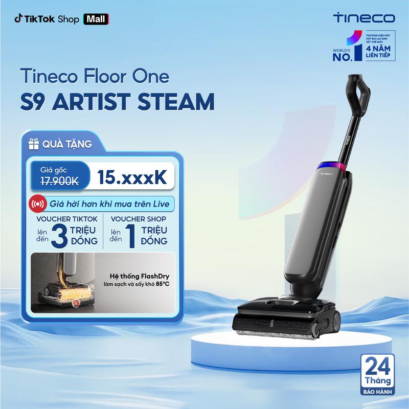 Tineco Floor One S9 Artist Steam Máy hút bụi lau sàn | Lau bằng hơi nước nóng tr