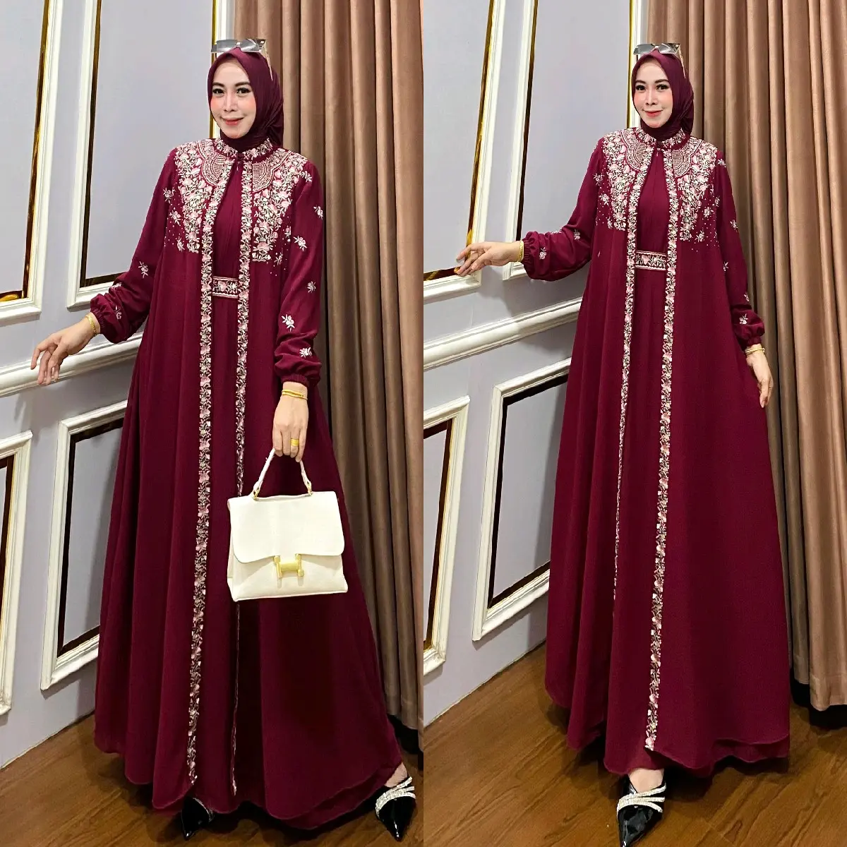 Gamis Zahra Ceruty Babydoll Bordir Larisa Premium Muslim Wanita Mewah