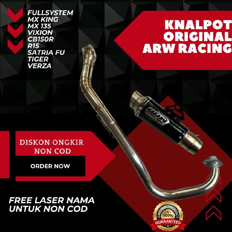 ARW Racing Black GTX JRM Knalpot Original Fullsystem untuk MX King, MX ...