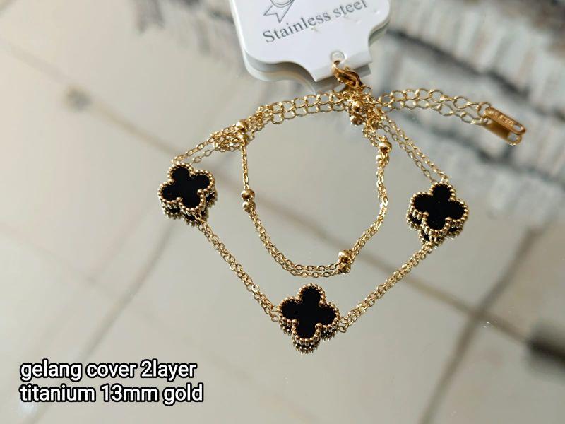 Product Introduction of Gelang Tangan Rantai Gold Bunga Boba Titanium 2 Layer Anti Karat Wanita - Bracelets 11