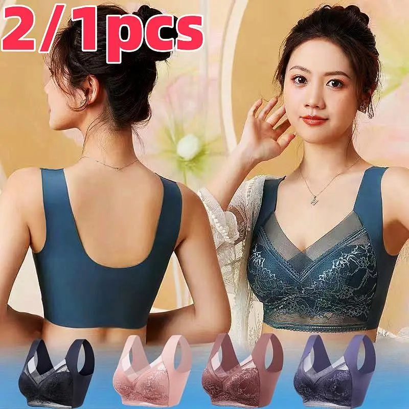 2/1pcs Lace Bra For Women Seamless Deep V Bralette Non-wire Breathable Bra Plus Size Traceless Bra Thin Comfortable Bra