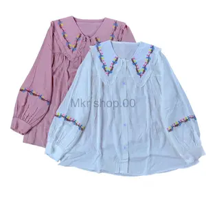Baju atasan anak perempuan usia 7-14 tahun RAYON TWIL BORDIR BUNGGA