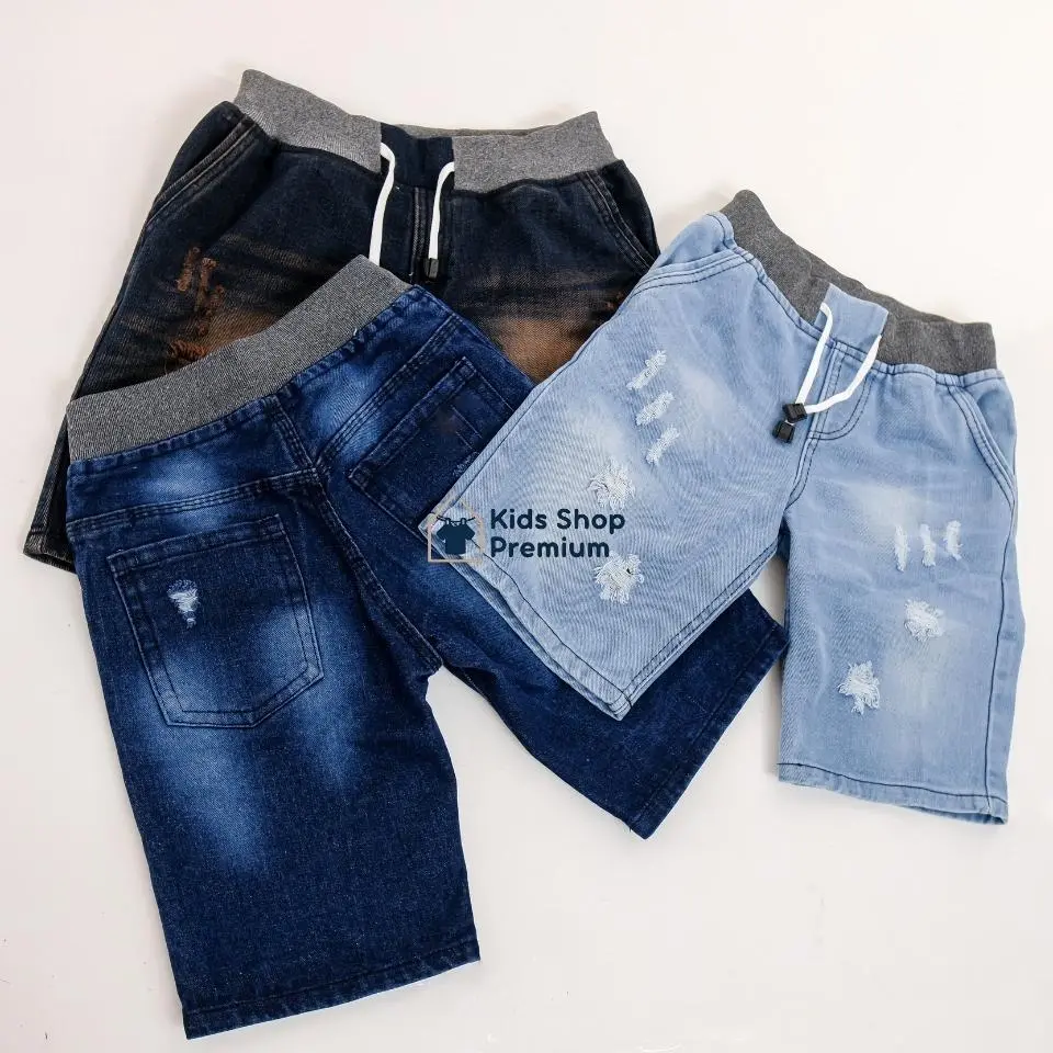 Celana Jeans Anak Laki Laki Celana Jeans Sobek Anak Usia 7-12 Tahun  Celana Jeans Pendek Anak Cowo Motif
