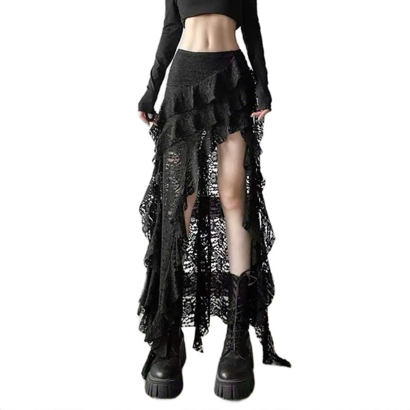 Chân váy ren nữ tua rua Y2K đuôi tôm cá tính Lolystore dress women