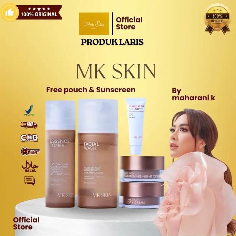 MK SKIN BY MAHARANI KEMALA PAKT SKINCARE Perawatan Facial Wajah (GRATIS SUNSCREEN/MOISTURIZER RANDOM) Mencerahkan Muka Pelembab Moisturizer Membersihkan Berminyak 0