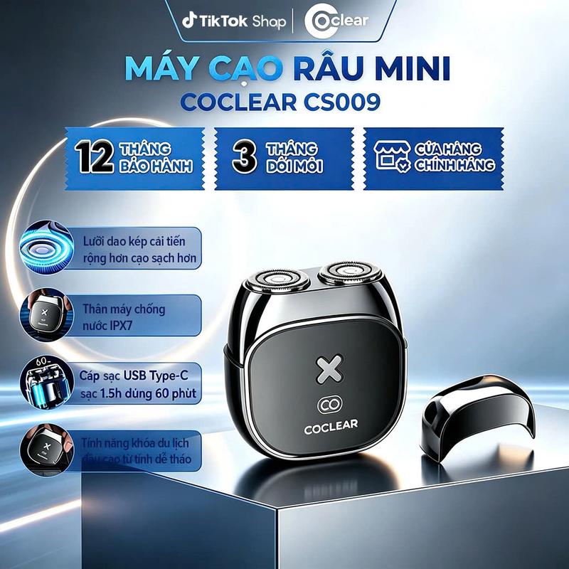 Máy cạo râu mini coclear CS009 toàn thân chống nước IPX7, cống suất 5W sạc…