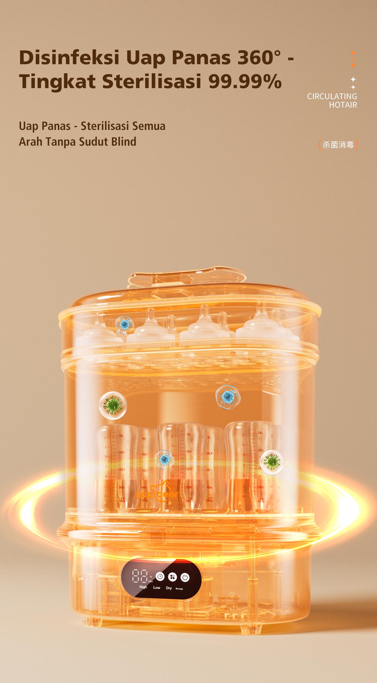 IICOBEAR Sterilizer Botol Bayi 99.9% Anti Bakteri Bottle Pengering Otomatis Kapasitas Besar IICOBEAR Sterilizer Botol Bayi 99.9% Anti Bakteri Bottle Pengering Otomatis Kapasitas Besar