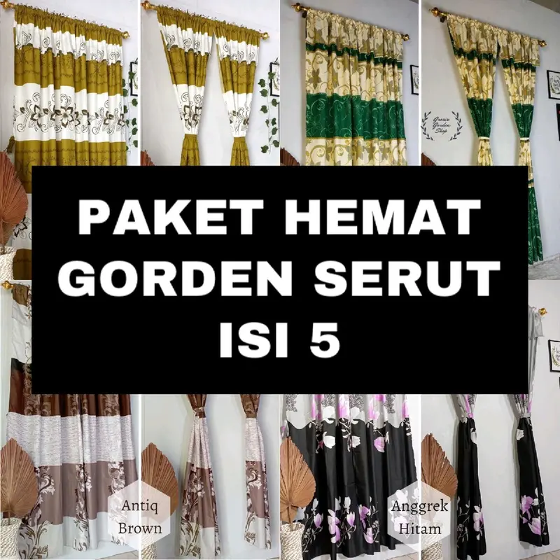 GORDEN SERUT JENDELA DAN PINTU BAHAN KATUN PAKET HEMAT ISI 5 PCS KAIN JENDELA Tali Katun Elegant Curtain 0