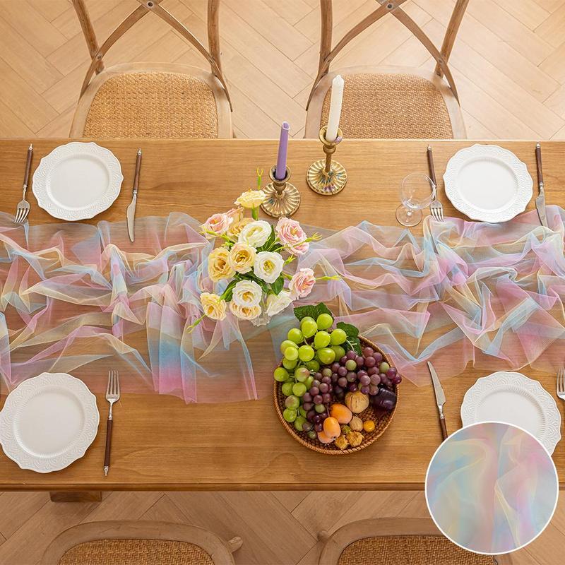 Product Introduction of Rainbow Color Gradient Tablecloth, Rectangular Tablecloth, Table Decoration Supplies for Home Kitchen Dining Room Wedding Birthday Party 5