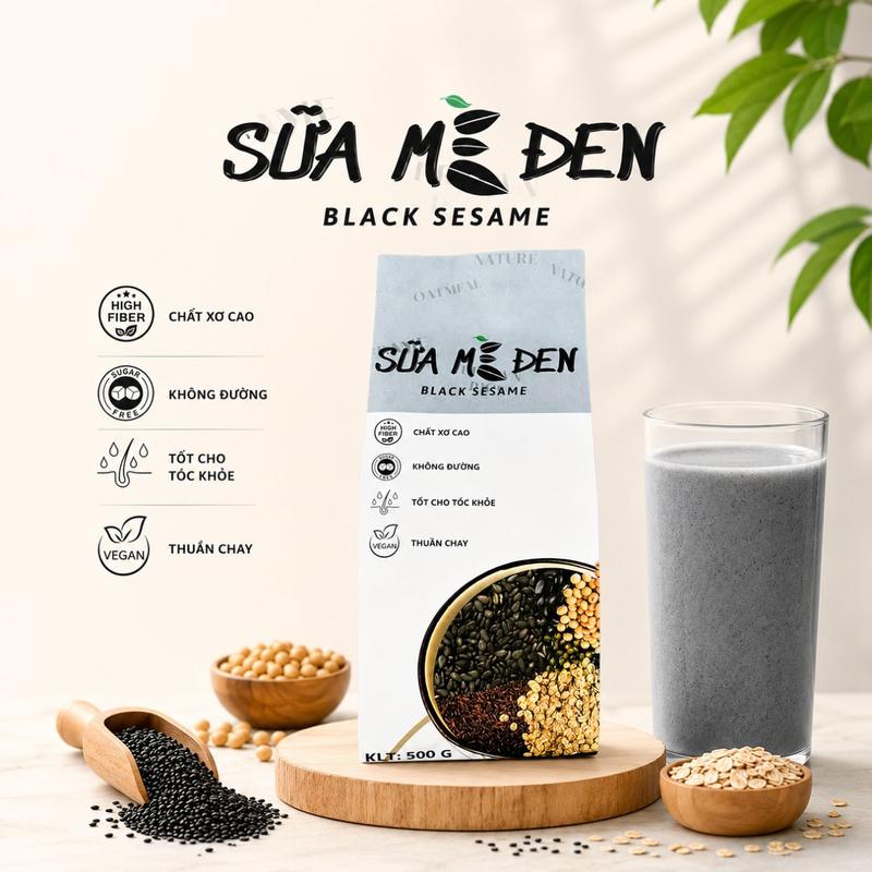 Sữa mè đen Giahan Food 500g, Không đường, thuần chay - Thương hiệu uy tín