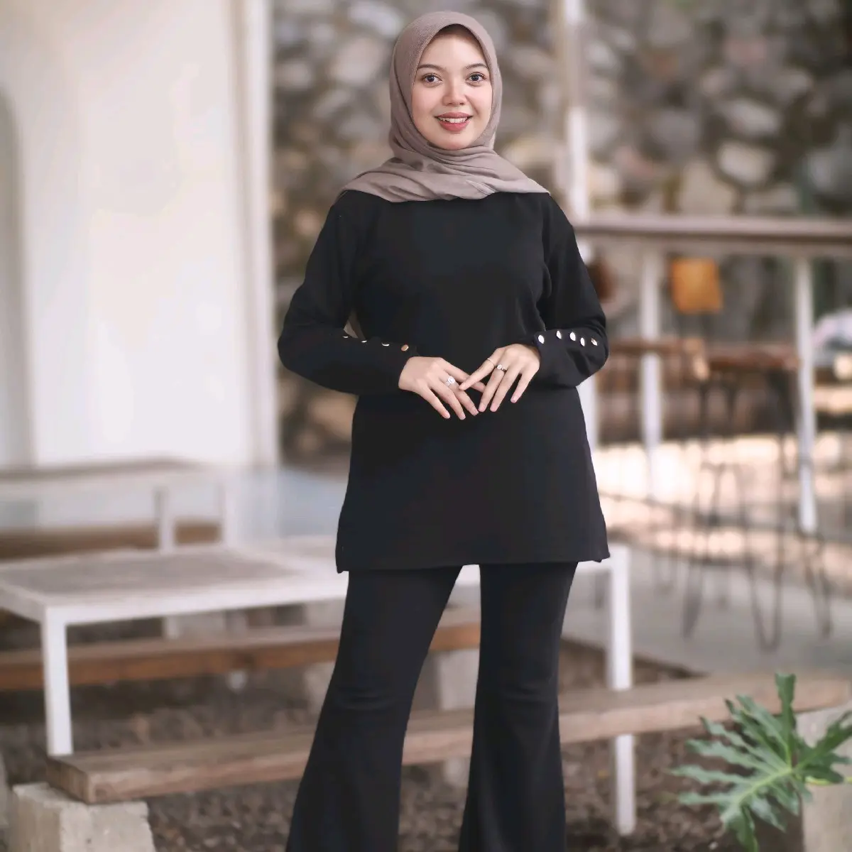SHAZIA SET CUTBRAY KNIT SOFT RIB STELAN WANITA (wudhu friendly)