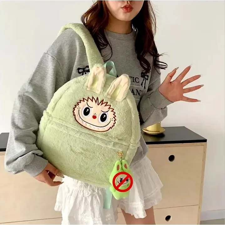 Tas Karakter Boneka Labubu Bulu Mewah Halus Tanpa Gantungan - Fashion 4
