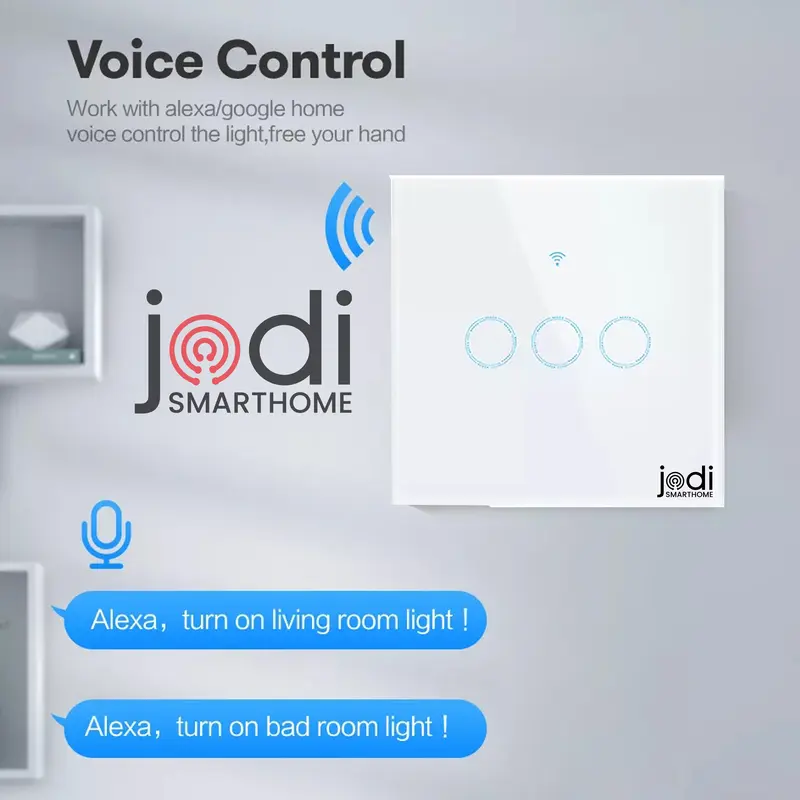 JODI Smart Light Wall Switch Touch WiFi Auto Google Assistant - EU 1 Gang White / Black Home IOT Automation Google 4
