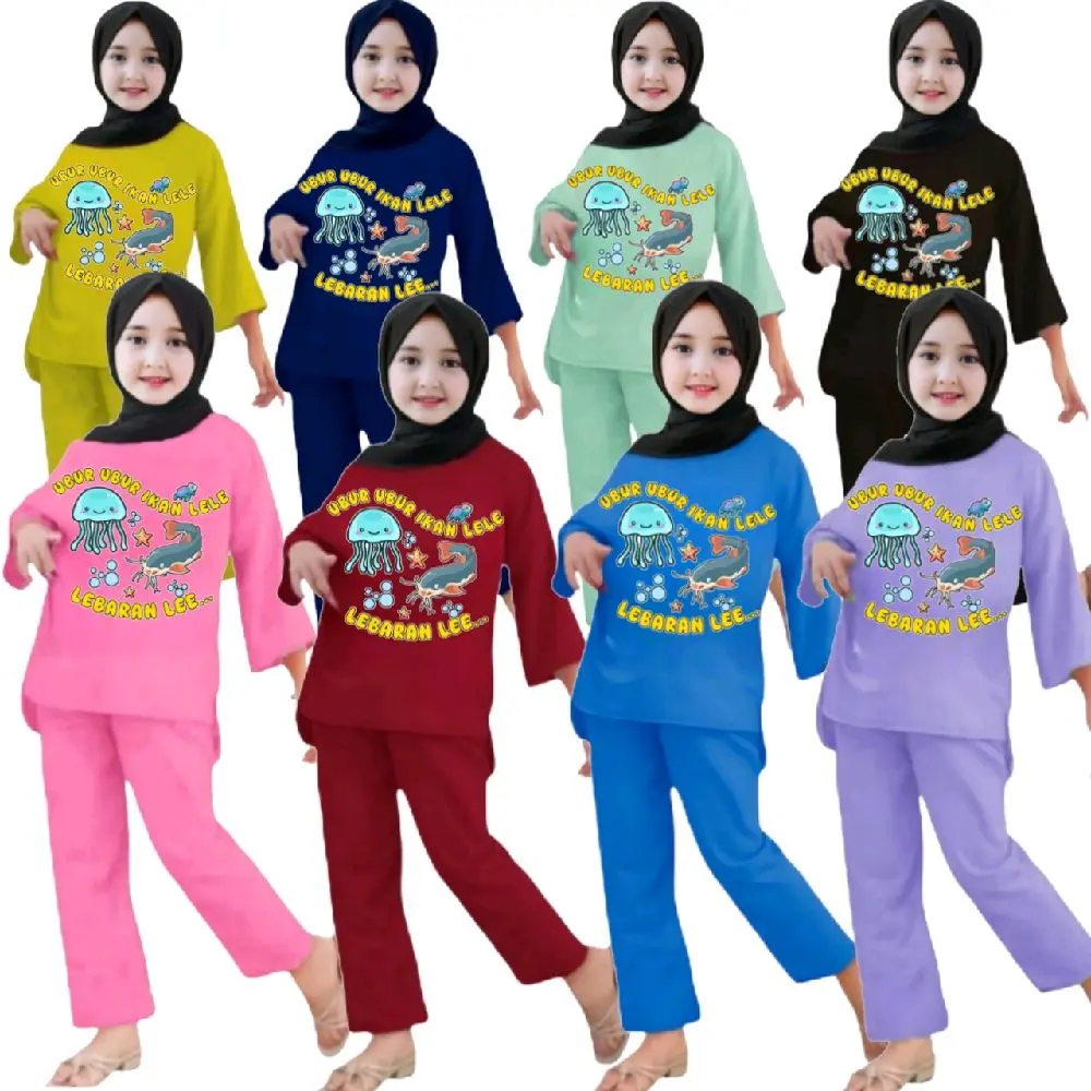 SETELAN ANAK PEREMPUAN LEBARAN KEKINIAN DAN VIRAL USIA 3-12TAHUN UBUR-UBUR IKAN LELE Fashion