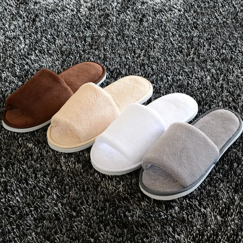 Hotel Coral Velvet Slippers Non-Disposable Home Guest Warm Fluffy Shoes