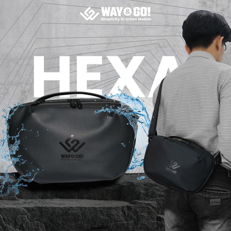 Way&Go! Hexa Tas Selempang Hand Bag Tas Tangan Waterproof Tahan Air Premium Awet Hitam Slingbag Pria 0