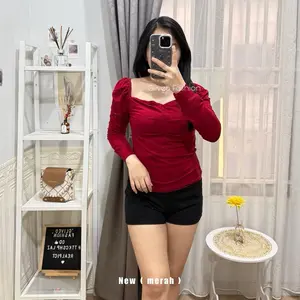 GLIVEO (COD) - BOW PUFFY TOP WANITA TERBARU / KAOS CROP WANITA / CROP TOP POLOS / KAOS WANITA CANTIK TERBARU baju