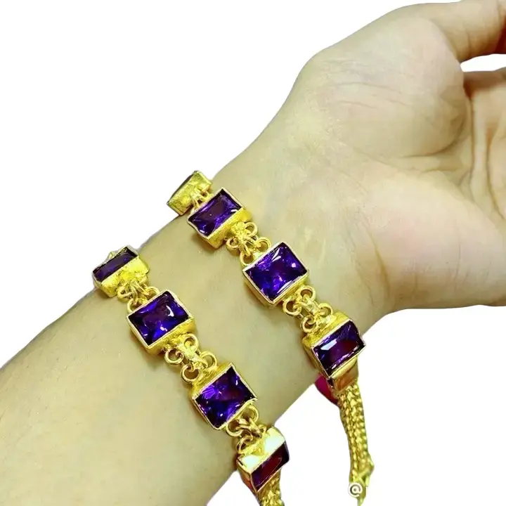Gelang Permata Petak Biru Saphire Lapis Kristal - Model Bracelets