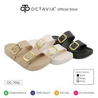 Gambar OCTAVIA Sandal Slide Slip On Wedges Wanita with Double Belt Straps #OC-7056 (FREE BOX) - Black, 36 dari Octavia Shoes Kab. Tangerang 1 Tokopedia