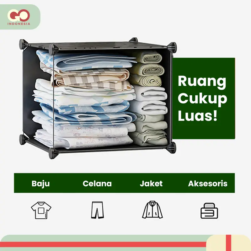GO - Rak Penyimpanan Pakaian Multifungsi Portable 6 Pintu Bahan PVC Lemari Minimalis Rangka Besi COD 3