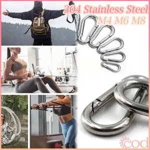 Carabiner Baja Tahan Karat 304 M4 M6 M8 Snap Hook Kuat Anti Karat Mudah Digunakan Untuk Gantungan Kunci Berkemah Outdoor Fitnes Tali Anjing