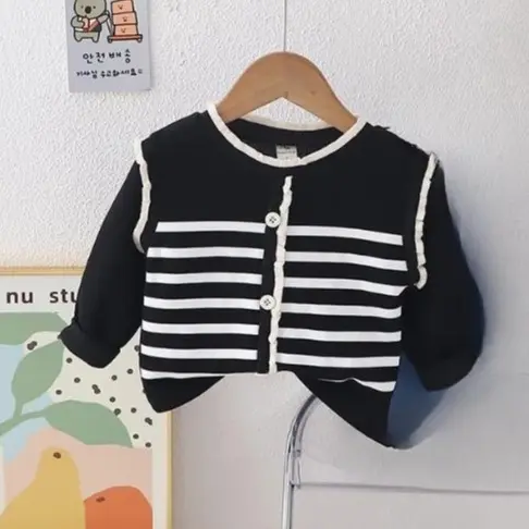 ATASAN RAJUT ANAK MODEL KOREA STRIPE KANCING 3