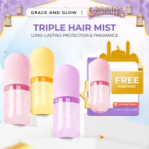 Grace and Glow Hair Vitamin Mist | Silk & Protect - Daisy - Peony Blush | - Haircare Perawatan/Treatment Rambut Spray untuk Melembutkan Rambut Kering dan Bercabang with Argan Oil