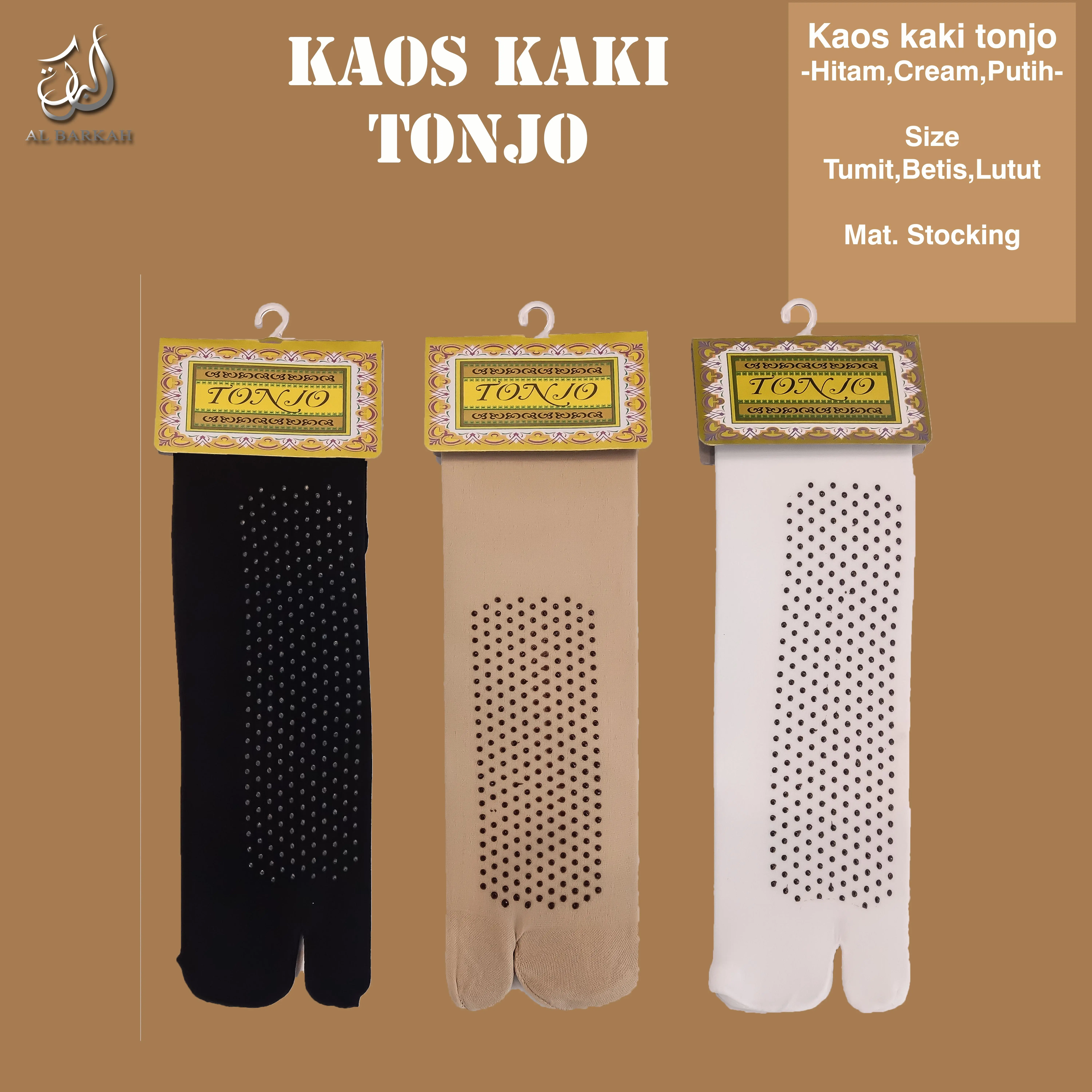 Kaos Kaki Anti Slip Jempol Wanita Kaos Kaki Kerja Muslimah Putih Cream Hitam Abu Sulthan Tonjo - Motif, Panjang Dewasa Selutut