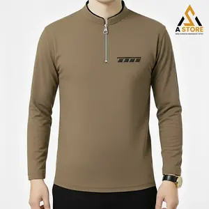 Kaos Kerah Shanghai Zipper Pria Lengan Panjang Saku Dada Polet - Kaos Koko Resleting Pria Lengan Panjang Premium Distro