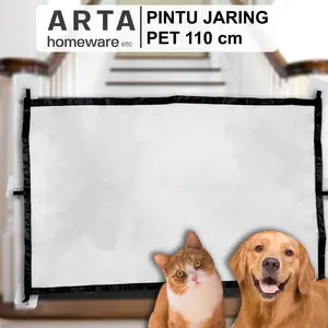 Arta Pintu Jaring 110 cm x 70 cm Pagar Penghalang Anjing Kucing Pembatas Hewan Peliharaan